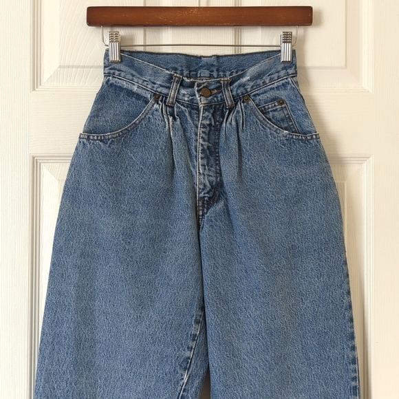Bugle Boy 80's Vintage Medium Wash Pleated High Waisted Tapered Leg Mom Jeans 5 - Picture 2 of 15